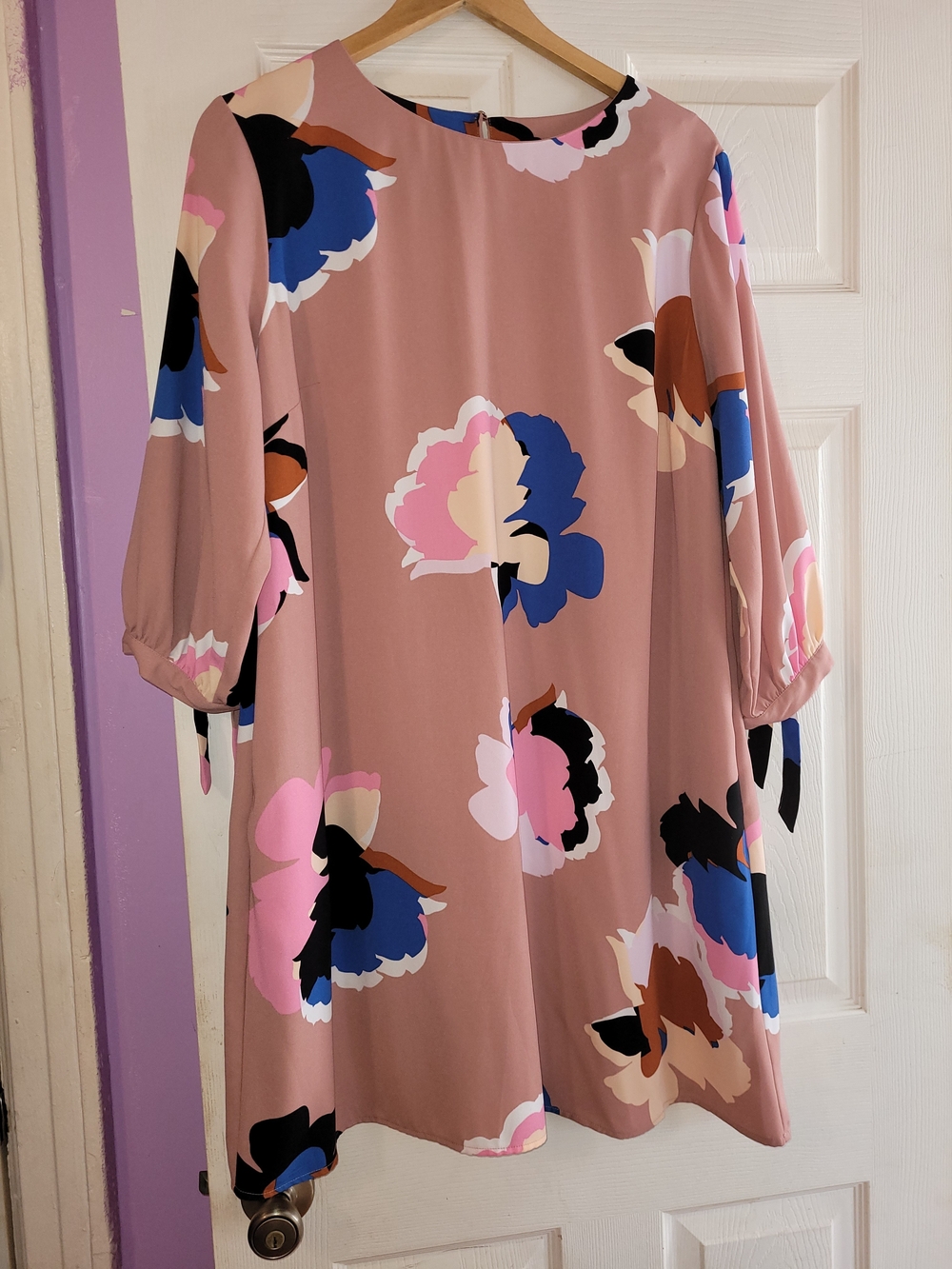 a new day Mauve Pink Floral Midi Shift Dress